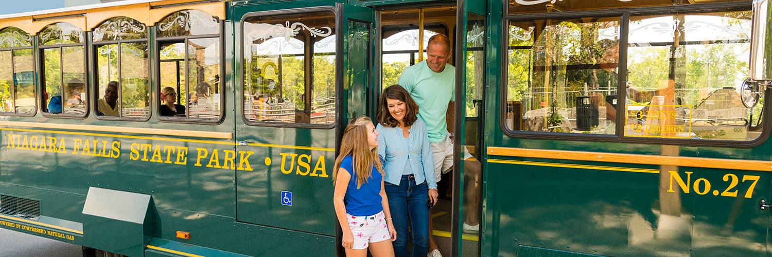 View of a family boarding the Trolley