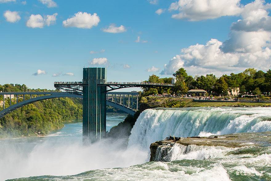 View of the American Falls and Observation Tower at Niagara Falls State Park