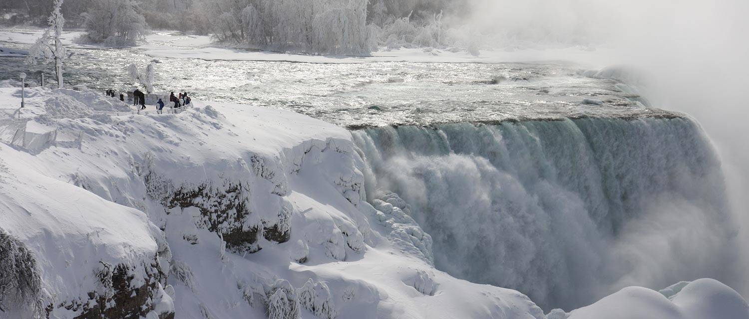 View of American Falls at Niagara Falls State Park in the winter